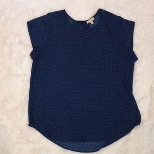 Lily White Navy w/ Red dots Womens blouse Size M